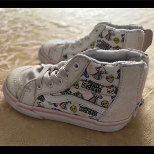 Toddler Vans Space Princess Glitter High Top Shoes zip up back size 8.5